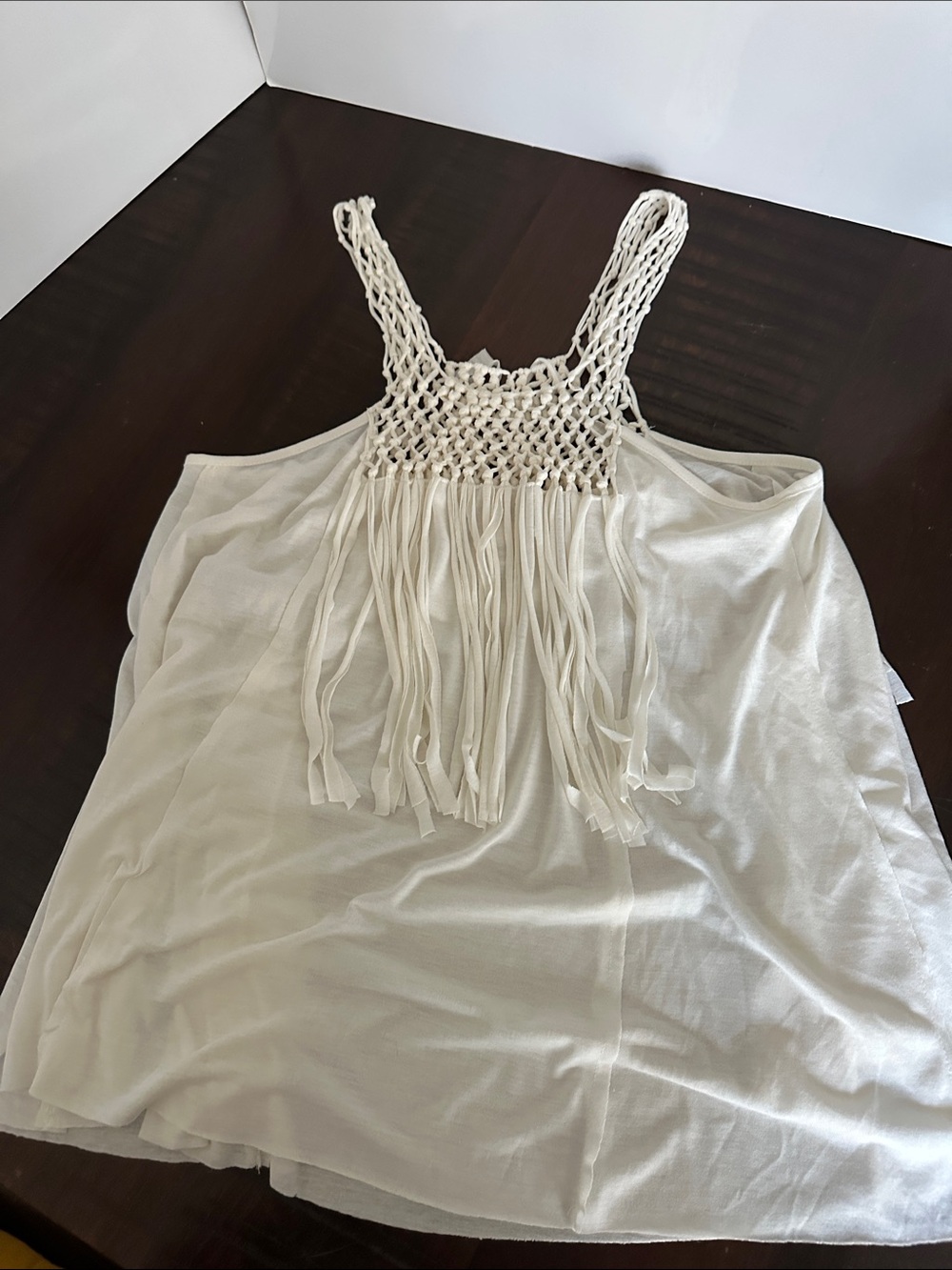 Ralph Lauren Denim & Supply Cream Crochet Fringe Tank